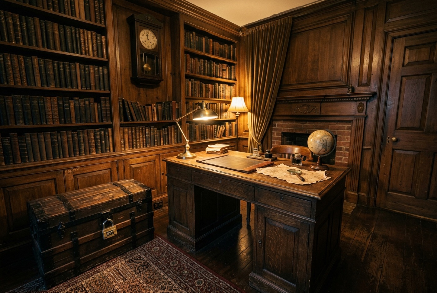 Beispielbild: Ein Escape-Room als alte Bibliothek mit Truhe und Globus