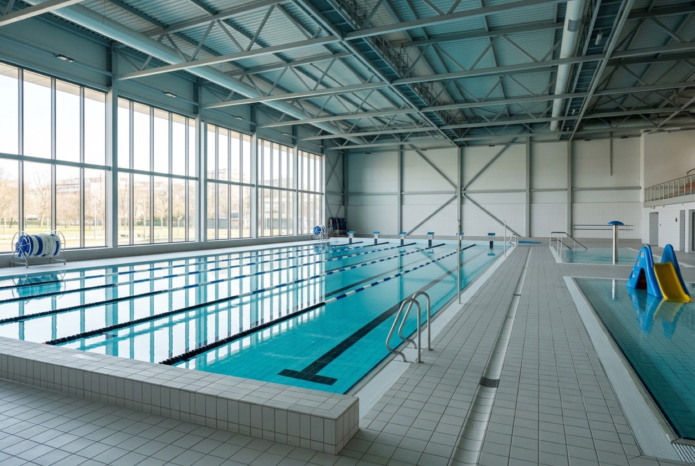 Beispielbild: Ein Hallenbad mit Schwimmerbecken und Kinderbereich